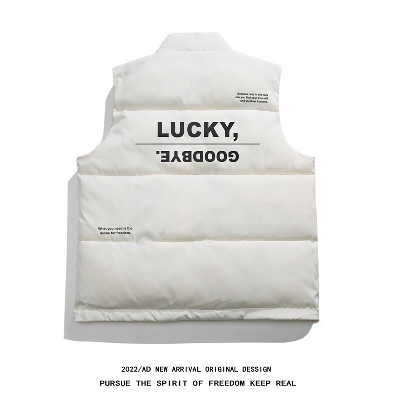 新款平铺字母印花百搭宽松立领羽绒马甲A247-MJ830特批115控168，男装背心/马甲，电商A247-1