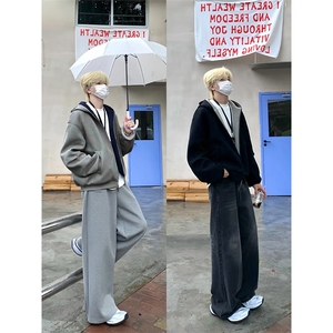 抖音得物高品质二开 26春装美式重磅宽松结构双面连帽卫衣外套W68图片