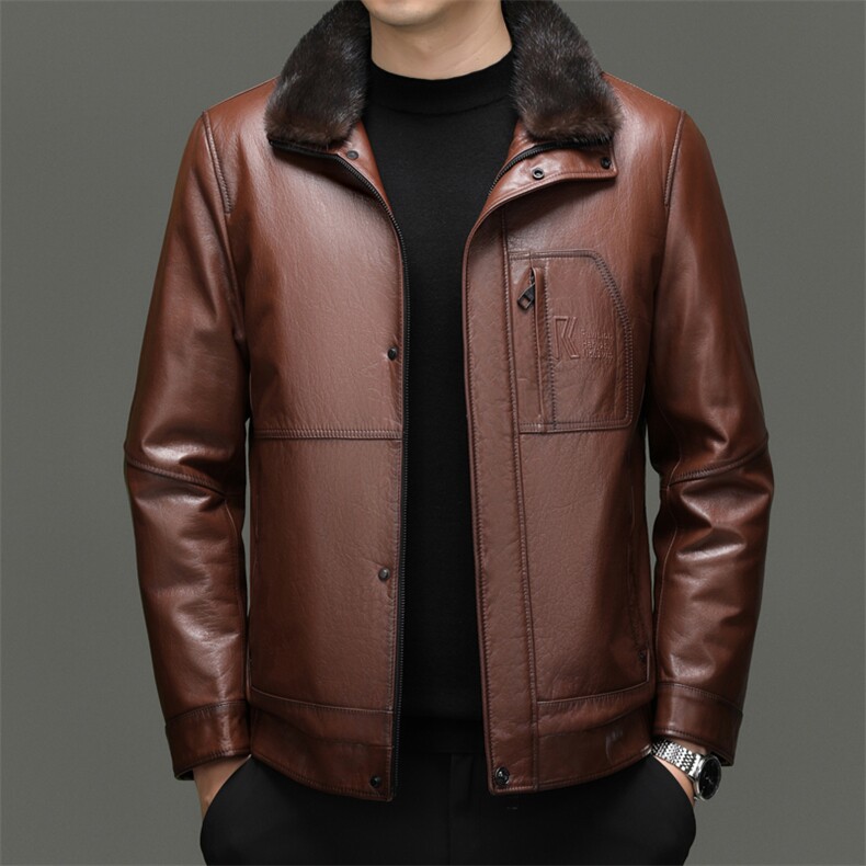 BG-S25888冬季男士海宁真皮羽绒服牛皮夹克白鸭绒内胆百搭外套,男装夹克,电商B360A（原721A）