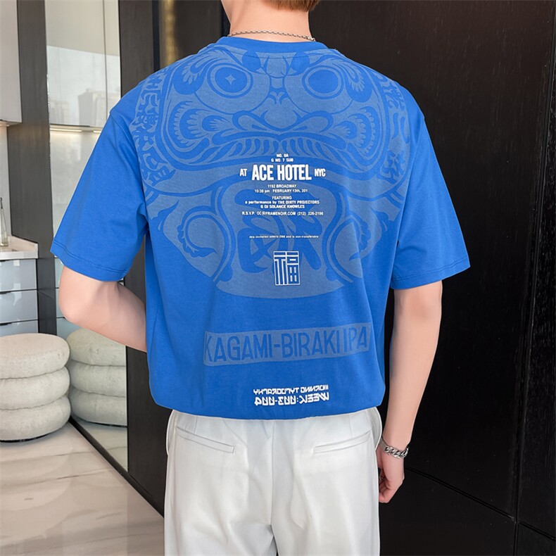 2024新款轻奢风福字刺绣宽松休闲大码圆领短袖T恤男5809-p48,男装T恤,电商D303