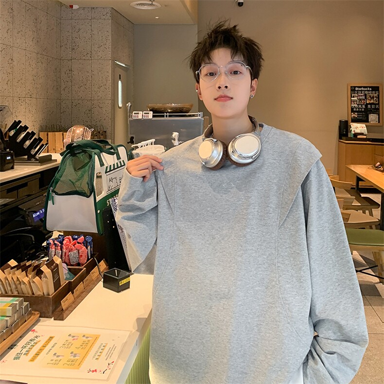 W71高质量300克长袖T恤灰色黑色M到3XL自家图,男装T恤,星座506