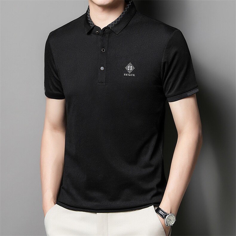中青年夏季2022薄款男士短袖POLO衫透气丝光商务潮流半袖上衣P53,男装Polo衫,星座1105-3
