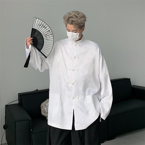 F215-P42 2024春季新款中式长袖衬衫男盘口立领高级感衬衣 现货图片