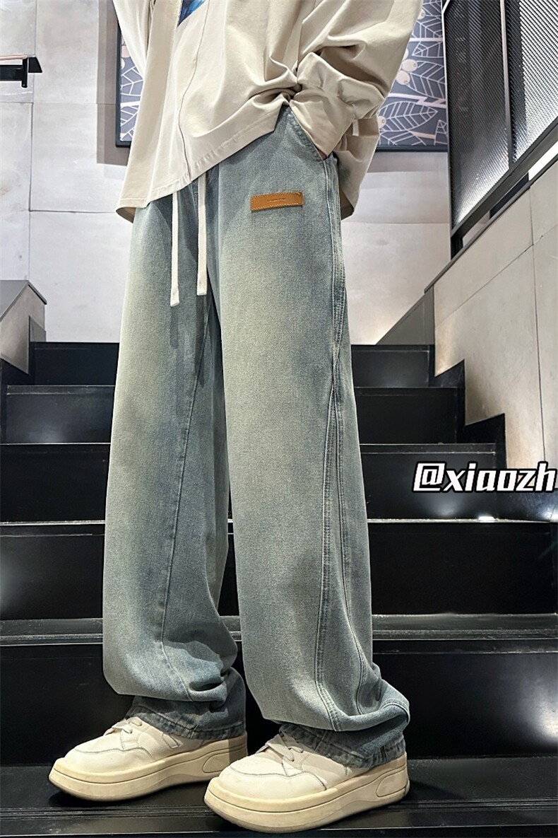 XZ616秋季重磅设计感贴标分割休闲牛仔长裤TY1010特P65控78,男装休闲裤,星座512A（原616）