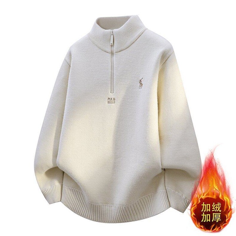 W25267-P60冬半高拉链领针织衫男潮牌加绒加厚卫衣外套时尚打底衫,男装T恤,电商D310B