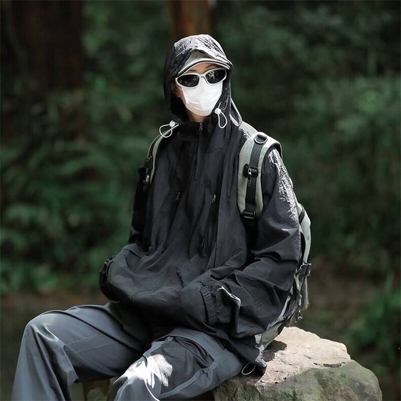 2025夏季防晒服户外男女透气情侣连帽防晒衣JK139，男装防晒衣，星座1108