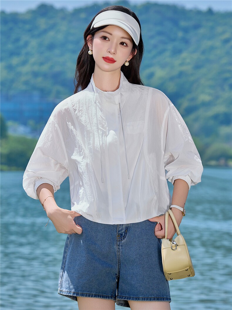 薄款防晒衣女2026新款夏季休闲宽松立领小个子轻薄透气上衣,女装防晒衣,梦懿尔