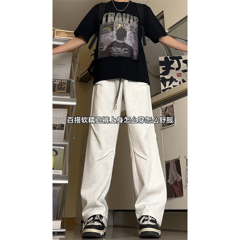 得物品质 可二开~改版直筒针织运动卫裤 K833特P45 控68图片