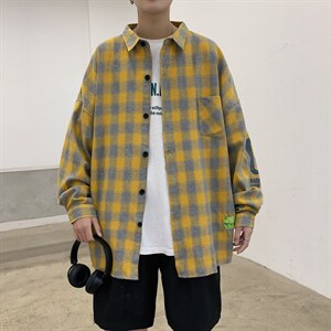 2023 春季 宽松格子长袖衬衫 潮 CS03 P45图片