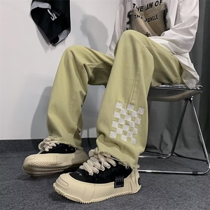美式高街棋盘格休闲裤秋季宽松直筒设计感vibe风长裤男 K4661-P46图片