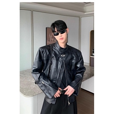 网络图现货立领皮衣秋短款垫肩夹克宽松飞行外套RY158-P98，男装夹克，星座1005-6