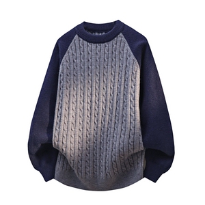 MY7359-TP55 拼色高品质套头针织衫打底衫长袖圆领毛衣外套图片