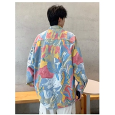 水墨涂鸦外套男春季潮牌痞帅炸街夹克美式设计感衣服219/P72，男装夹克，星座506