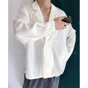 禁欲系衬衫纯色长袖西装男白色西服外套男女垂感免烫 XC330图片