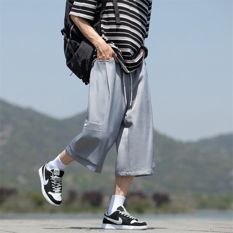仿天丝牛仔高级感冰丝垂感休闲裤夏季新款潮牌七分裤男2562特批31图片