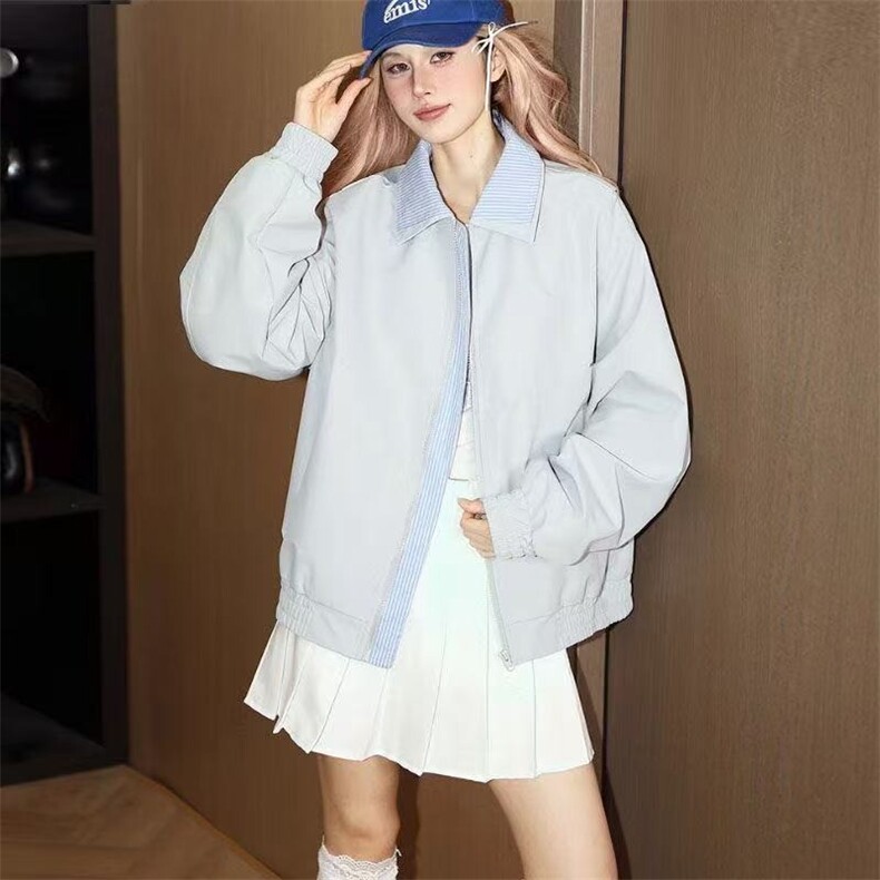 【001】翻领运动上衣男女春秋季宽松百搭夹克外套A079-JK506-P64,男装夹克,电商A079