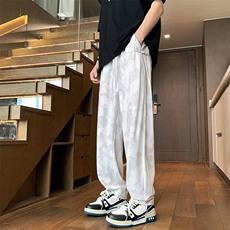 夏季冰丝清凉哈伦裤盘扣新中式风休闲裤宽松脏脏裤K6699-特P42，男装休闲裤，电商A006