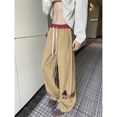 抖音品质腊肠狗刺绣美式设计感宽松工装裤B315-K25329-特p42控78，男装休闲裤，电商B315