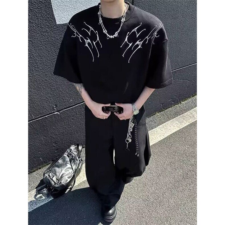 美式夏季设计感时尚休闲高质量短袖男,男装T恤,四季星座505