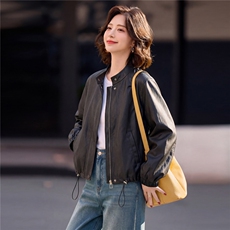 【春季新款】2026大量现货时尚休闲百搭宽松立领皮衣外套，女装皮衣，缘衣格