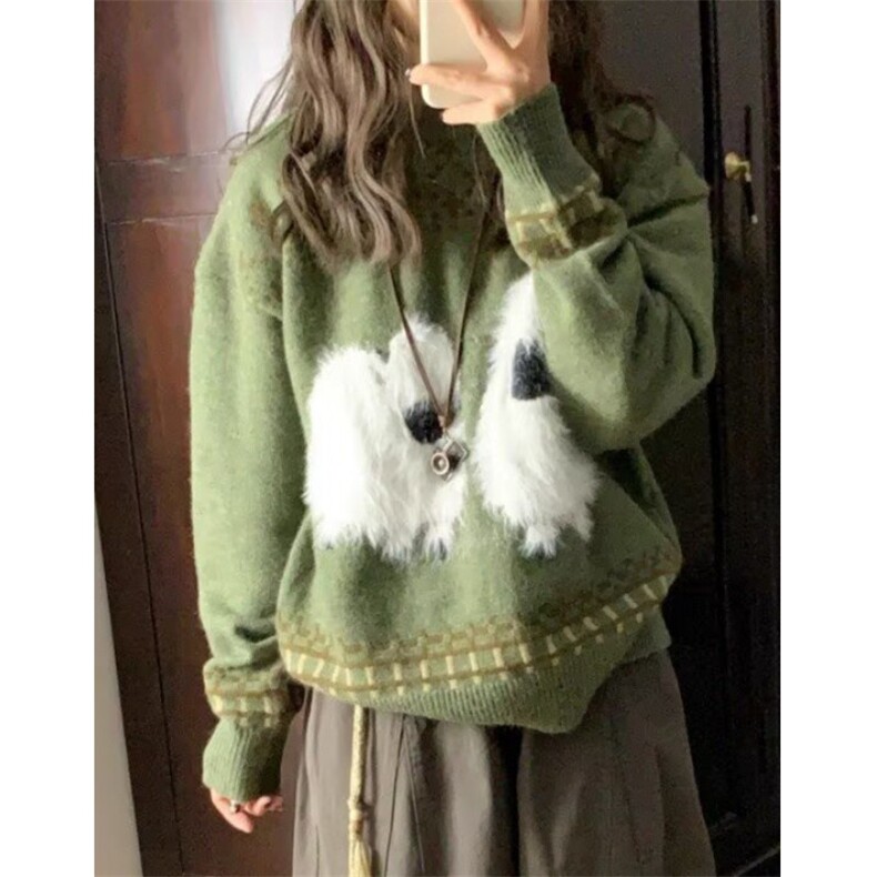 卡通毛绒圆领毛衣女早春慵懒风宽松休闲软糯超好看针织衫MH45,男装针织衫/毛衣,星座1116A（原606A-3）