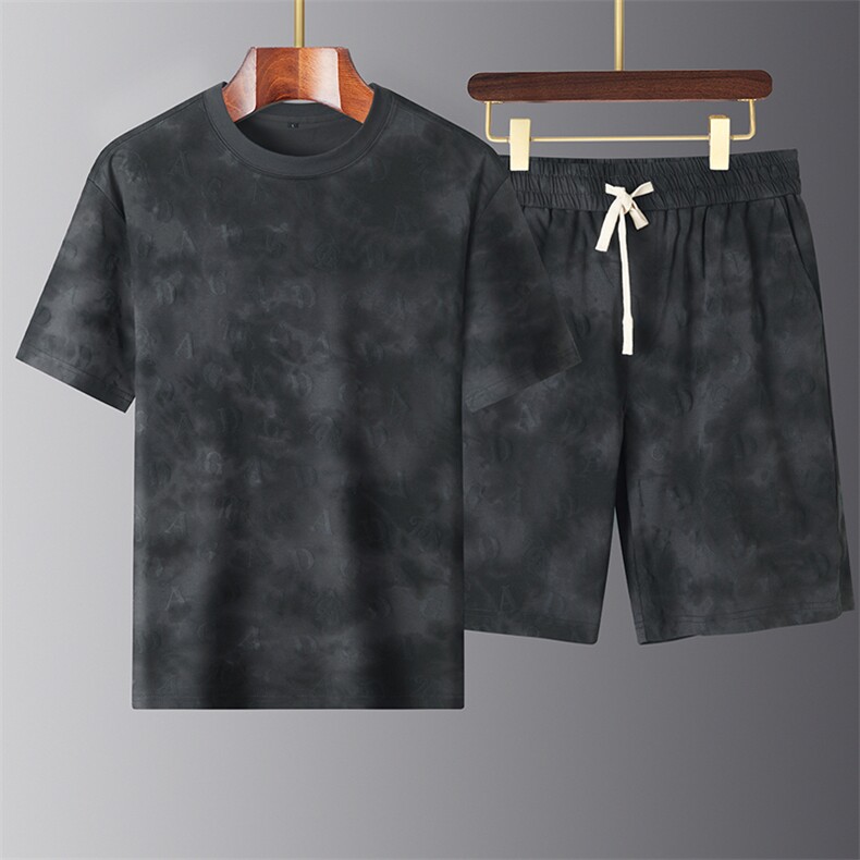 夏季短袖套装男新款休闲体恤穿搭整套帅气运动服两件套,男装休闲套装,钱塘6003（原4033）