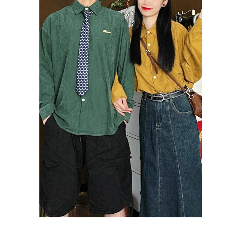 肌理感结构衬衫双层风琴效果潮牌男女情侣春季百搭时尚长袖上衣图片