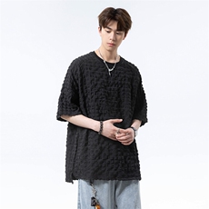 夏季潮牌大码时尚立体褶皱凉感百搭宽松短袖T恤上衣T3636-特价P30，男装T恤，电商A007