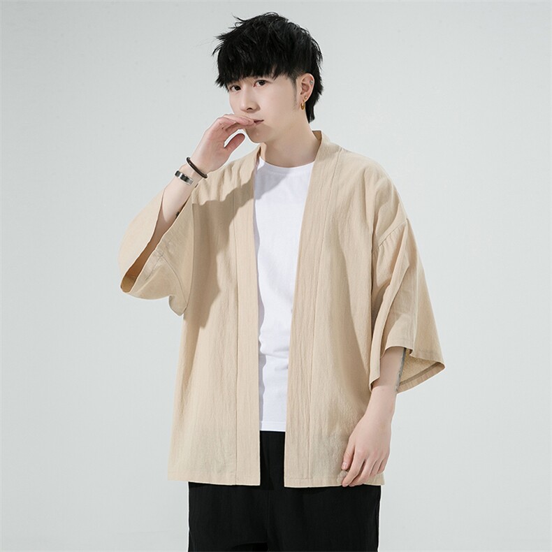 2023风春夏棉麻披风开衫男宽松防晒服小众风衣A203-666特p25,男装防晒衣,星座815（原A203）