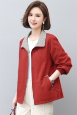 纯棉短外套女2026春秋新款大码宽松休闲小外衣中年妈妈装夹克上衣，女装风衣，璐依舞