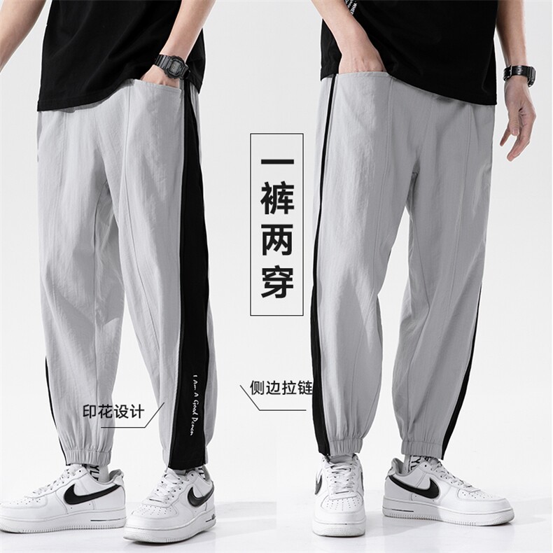 夏季男士新款休闲九分裤裤拉链设计宽松直筒裤DK7306-P46控68,男装休闲裤,星座717