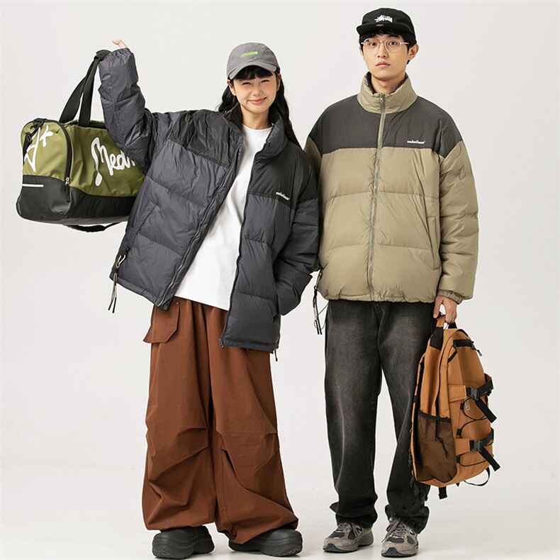 2026冬季新款男日系潮牌立领拼色白鸭绒羽绒服加厚外套YR10-F219,男装羽绒服,电商A101（原外27）