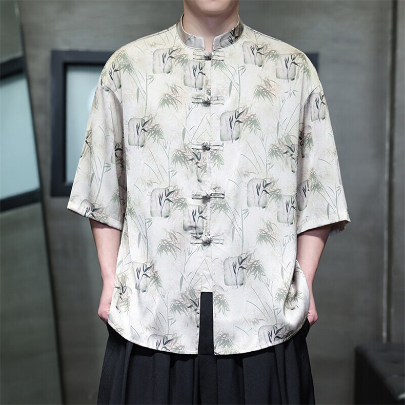 风数码印花衬衫XZ815-1--C2501-P60竹叶,男装衬衫,星座815-1（原A203A）