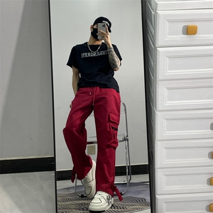 美式复古街头嘻哈工装裤高街直筒阔腿休闲裤子JX755-P45图片