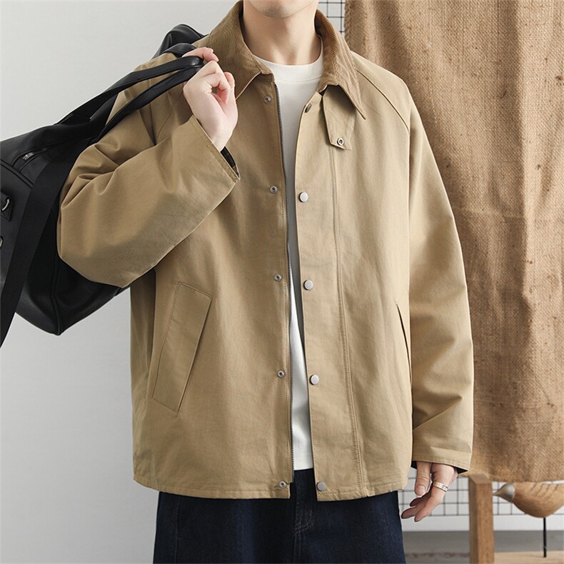 高端翻领夹克男2026春季简约宽松休闲工装外套百搭上衣服,男装夹克,星座914