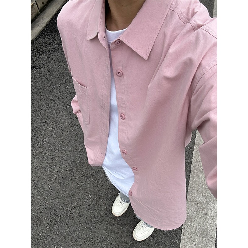 棉纯棉衬衫成衣水洗休闲韩版美式衬衫宽松纯色衬衣GC27-P35,男装衬衫,星座301C-5