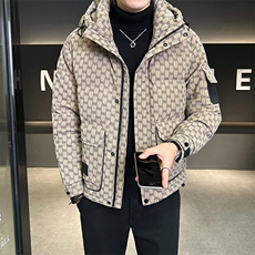 新做标50绒男士皮羽绒服冬季2025新款连帽外套A313-9159-P225，男装羽绒服，电商A313