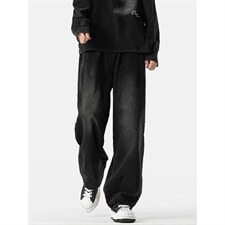 1506/QN180/P50美式高街黑灰渐变阔腿痞帅宽松拖地牛仔裤，男装牛仔裤，星座1506