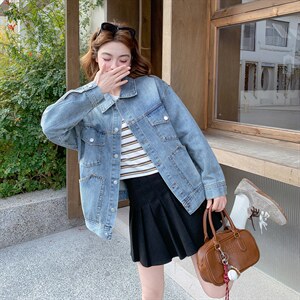2026年春季休闲宽松时尚短款百搭牛仔外套，女装牛仔外套，文熹诺