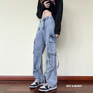 B221 秋冬新款美式ins高街小众休闲工装牛仔裤子LK22069-P75 控98图片