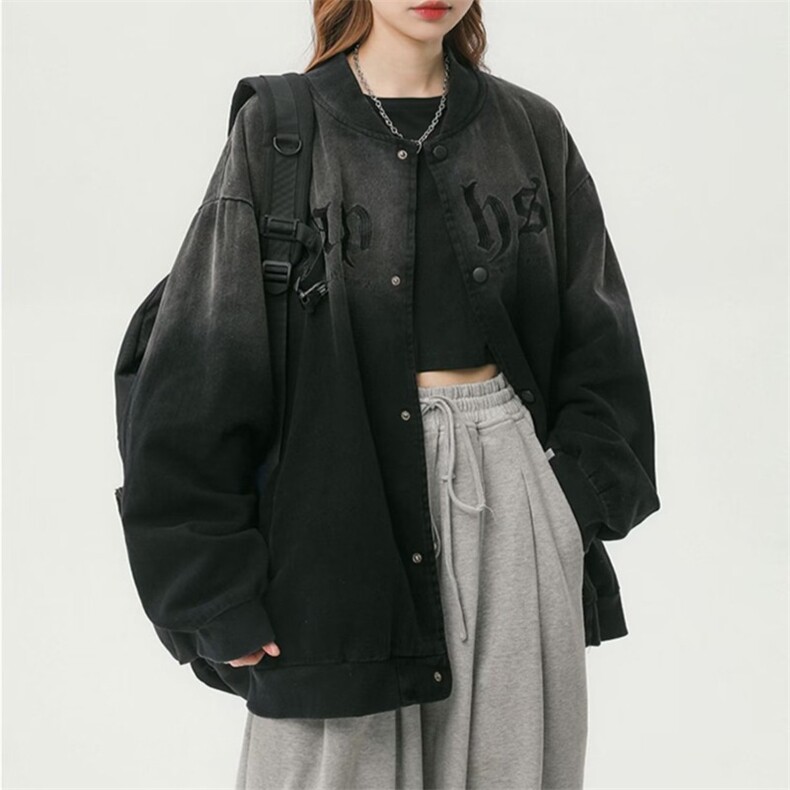 J3315-P67vintage美式棒球服外套男款潮牌春秋复古刺绣渐变,女装短外套,电商B323A