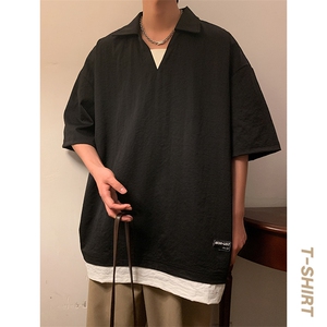 冰氧仿棉短袖港风暖光体恤休闲百搭纯色POLO衫男上衣TC3143-P35图片
