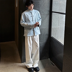 2025新款新中式男士秋冬夹克立领盘扣外套麂皮绒JK1818-P110控158，男装夹克，电商A021