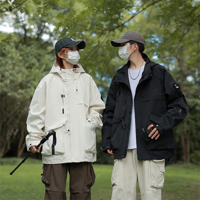 春秋户外冲锋衣男女同款防风防水连帽工装外套登山服夹克2481-P75,男装夹克,星座1403B