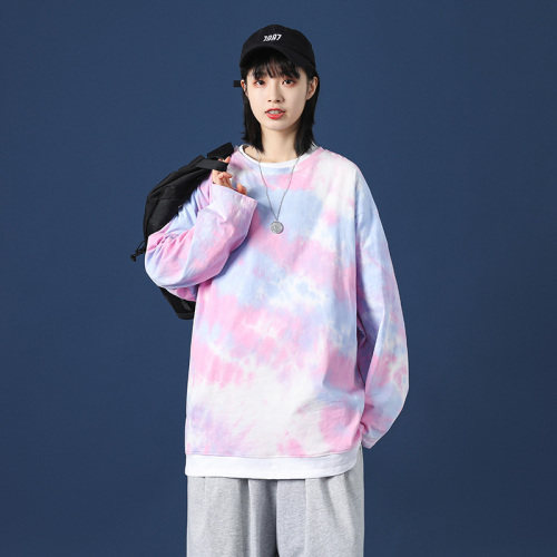 21秋季新款中性扎染长袖T恤女宽松落肩袖衬衫DS-A160-1-T103-P35,男装T恤,电商C323-1
