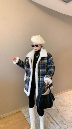 冬季新款皮毛一体外套打底连衣裙，女装连衣裙，紫锦百艳