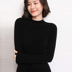 圆领羊绒衫女山羊绒秋冬内搭针织打底纯色毛衣，女装羊绒衫，五色羊羊绒