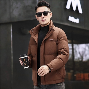 2025新款冬季立领短款90白鸭绒羽绒服外套中年男装加厚羽绒服夹克