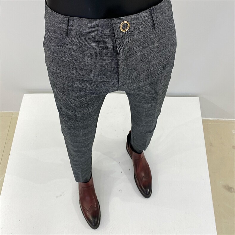 春季西裤男修身直筒高级感商务休闲裤男士裤长裤916九分9169—P60,男装西裤,电商B368