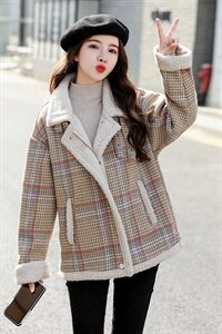棉衣/棉服棉衣2021新款冬仿羊羔毛中长款工装女外套图片
